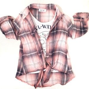 Beautees | Flannel Tie Knot Shirt Girl sz 6